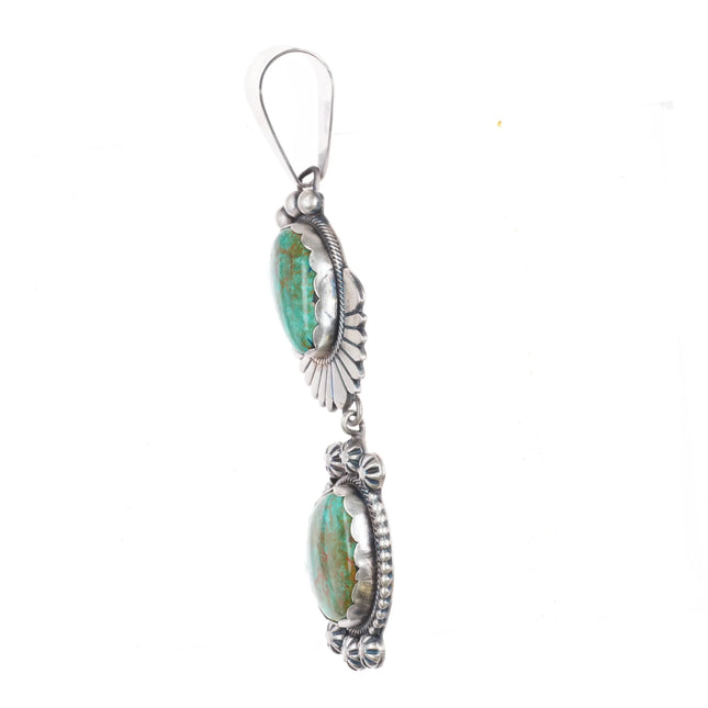 Marita Benally Navajo Sterling silver Royston turquoise pendant w/dangledoo