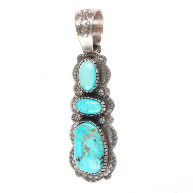Bobby Johnson Navajo Turquoise pendant sterling silver w/nice turquoise