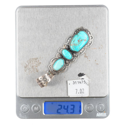 Bobby Johnson Navajo Turquoise pendant sterling silver w/nice turquoise