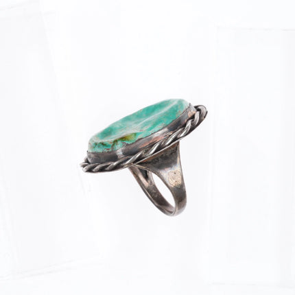 sz11.5 Large vintage Navajo sterling silver Royston turquoise ring rope edge