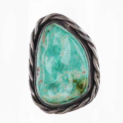 sz11.5 Large vintage Navajo sterling silver Royston turquoise ring rope edge
