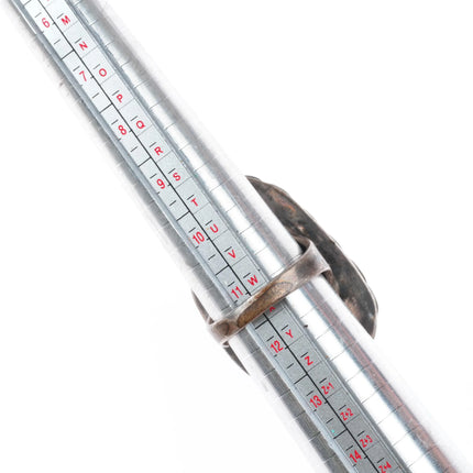 sz11.5 Large vintage Navajo sterling silver Royston turquoise ring rope edge