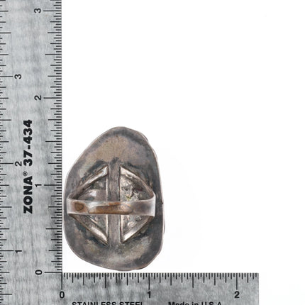 sz11.5 Large vintage Navajo sterling silver Royston turquoise ring rope edge