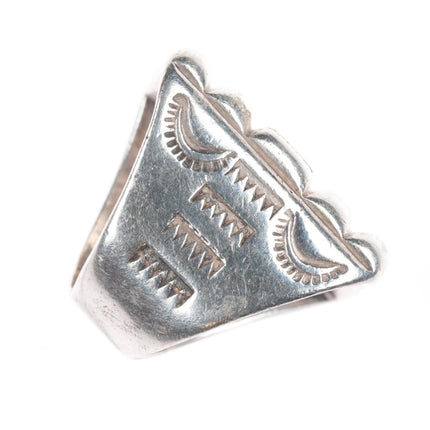 sz7 Sam Roanhorse Navajo sterling silver heavily stamped ring Size 7