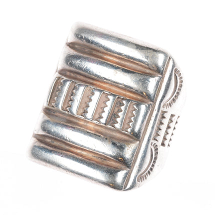 sz7 Sam Roanhorse Navajo sterling silver heavily stamped ring Size 7