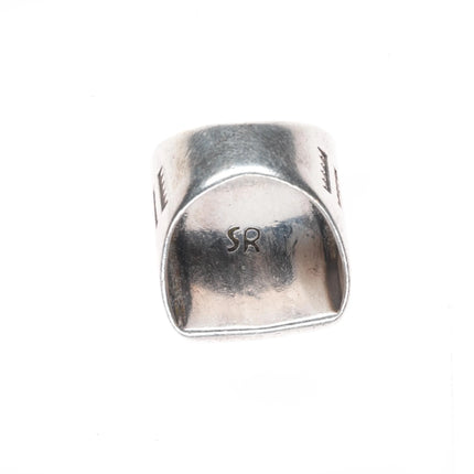sz7 Sam Roanhorse Navajo sterling silver heavily stamped ring Size 7