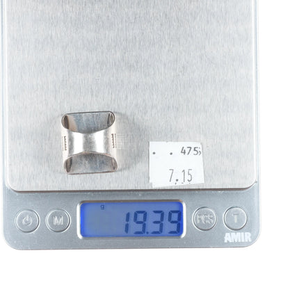 sz7 Sam Roanhorse Navajo sterling silver heavily stamped ring Size 7