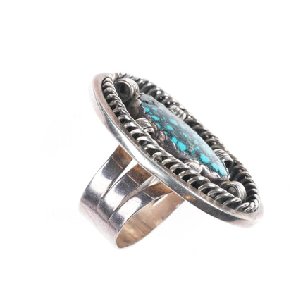 sz8.5 Roger Francisco Navajo sterling silver black web spiderweb turquoise ring