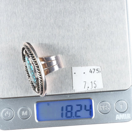 sz8.5 Roger Francisco Navajo sterling silver black web spiderweb turquoise ring