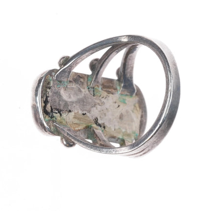 sz5.5 c1940 Navajo sterling silver stoplight 3 stone turquoise ring size 5.5