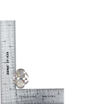 sz5.5 c1940 Navajo sterling silver stoplight 3 stone turquoise ring size 5.5