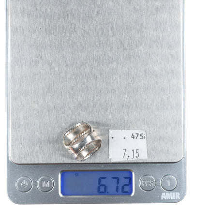 sz6 30's-40's Zuni sterling silver 3 row turquoise ring 9 stone size 6