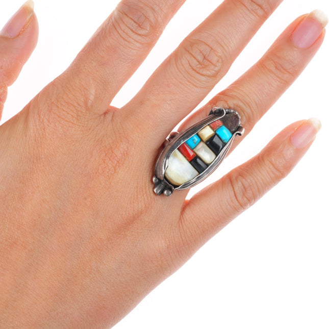 sz6 Vintage Native American sterling silver cobblestone corn row ring size 6