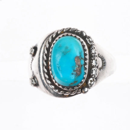 sz12 Vintage Navajo sterling silver ring with turquoise size 12