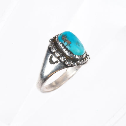 sz12 Vintage Navajo sterling silver ring with turquoise size 12