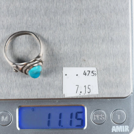 sz12 Vintage Navajo sterling silver ring with turquoise size 12