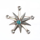c1950's Vintage Native American sterling silver cast star pin/brooch w/turquoise