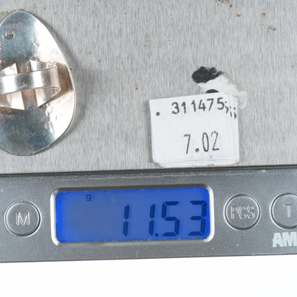 sz5.5 Lawrence Saufkie Hopi Overlay corn themed large ring sterling silver