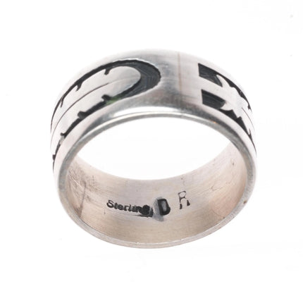 sz11 DR Native American sterling silver feather band ring overlay style size 11