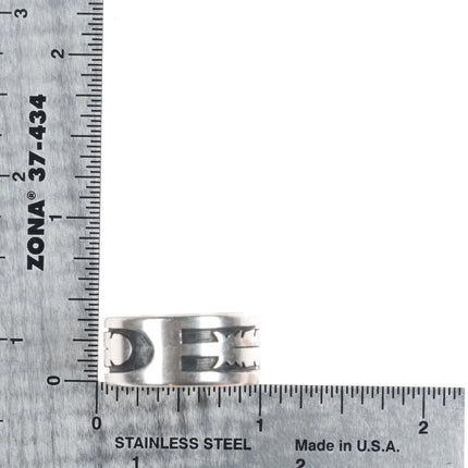 sz11 DR Native American sterling silver feather band ring overlay style size 11