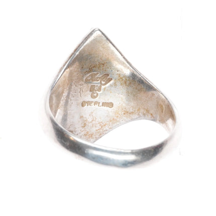 sz9 Vintage Navajo sterling silver multi-stone inlay ring size 9