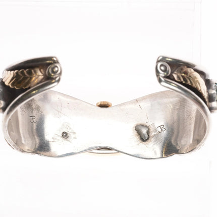 6.75" Juan Pedro Garcia Kewa sterling silver/gold turquoise watch cuff bracelet
