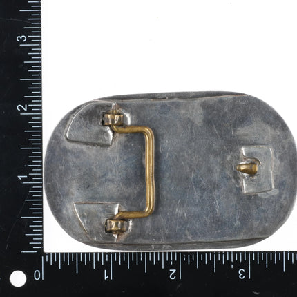 Big Navajo sterling silver, spiderweb turquoise, red coral belt buckle