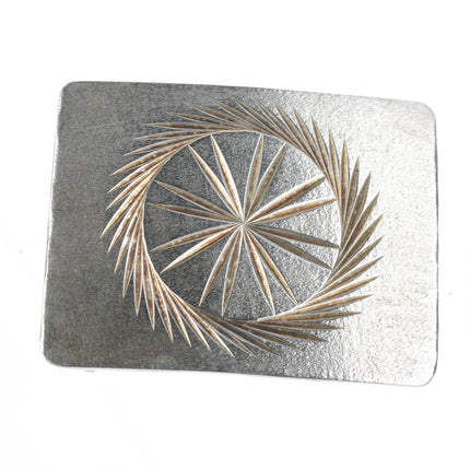 vintage Mexican sterling silver belt buckle with engraved star design
