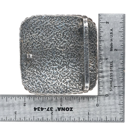 Vintage Sterling silver carved whale bone ship/nautical belt buckle