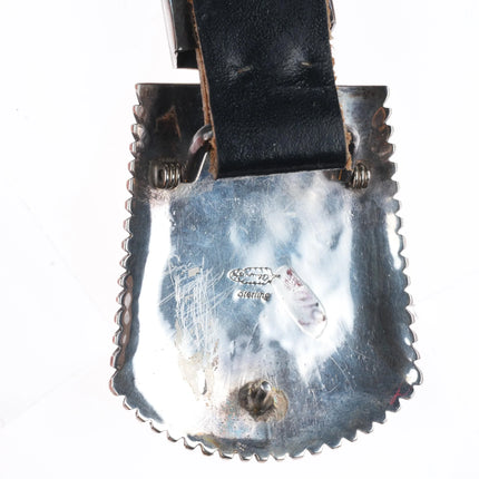 Alvin/Lula Begay Navajo sterling silver channel inlay ranger belt buckle set