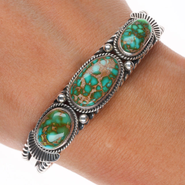 6.5" Andy Cadman Navajo Carico Lake Turquoise sterling silver cuff bracelet