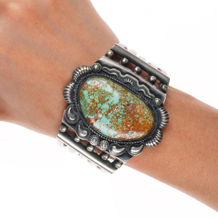 6.5" Kirk Smith Navajo sterling silver hi-grade Royston Turquoise cuff bracelet