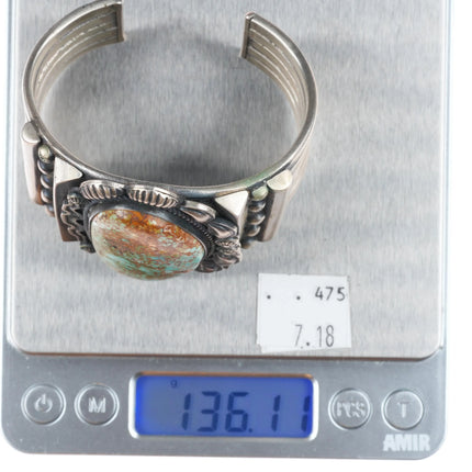 6.5" Kirk Smith Navajo sterling silver hi-grade Royston Turquoise cuff bracelet
