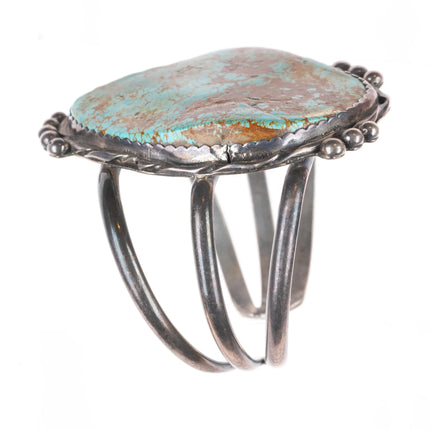 6.5" Large Vintage Nevada #8 Turquoise Navajo sterling silver cuff bracelet