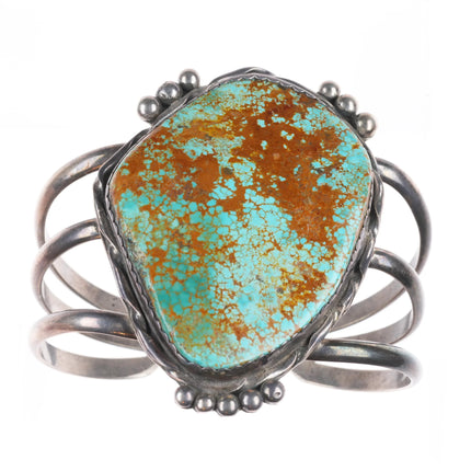6.5" Large Vintage Nevada #8 Turquoise Navajo sterling silver cuff bracelet