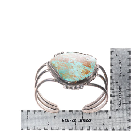 6.5" Large Vintage Nevada #8 Turquoise Navajo sterling silver cuff bracelet