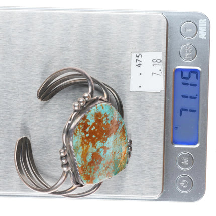 6.5" Large Vintage Nevada #8 Turquoise Navajo sterling silver cuff bracelet