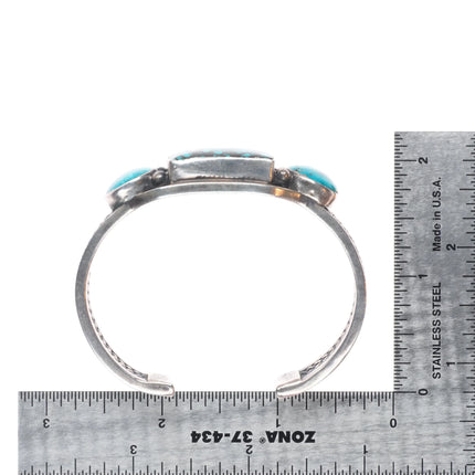 6.25" Harold Becenti  Navajo sterling silver spiderweb turquoise cuff bracelet