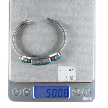 6.25" Harold Becenti  Navajo sterling silver spiderweb turquoise cuff bracelet