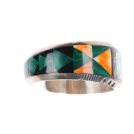 6.2" Gilbert Nelson Navajo Sterling silver-turquoise, spiny oyster cuff bracelet