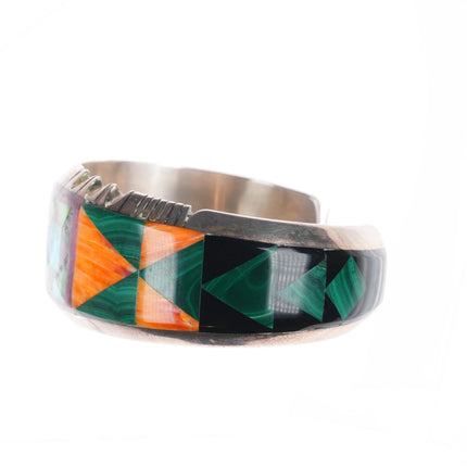 6.2" Gilbert Nelson Navajo Sterling silver-turquoise, spiny oyster cuff bracelet