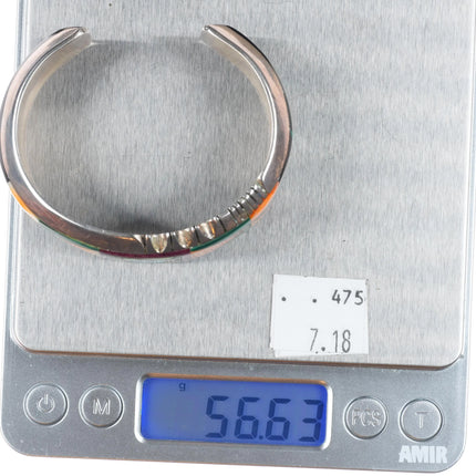 6.2" Gilbert Nelson Navajo Sterling silver-turquoise, spiny oyster cuff bracelet