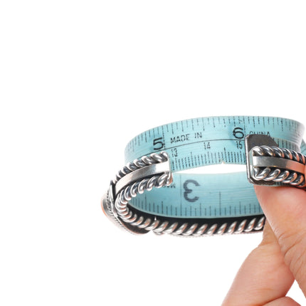 6" Gary Reeves Navajo High Grade Orange Coral sterling silver cuff bracelet