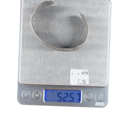 6.75" Antique Navajo Ingot silver heavily stamped wide band cuff bracelet