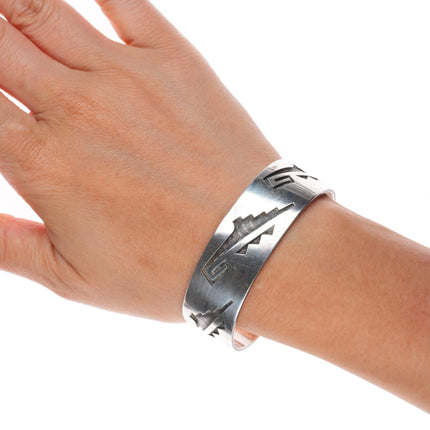 6.25" Hubert Yowytewa Hopi Overlay cuff bracelet sterling silver