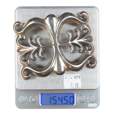 Large Vintage Alvin Thompson Navajo cast sterling silver belt buckle