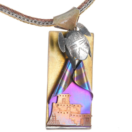 Howard Sice Hopi/Laguna Sterling silver/mixed metal copper pendant/necklace