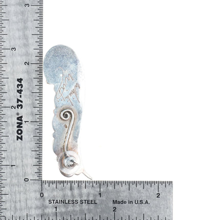 Ray Morton Navajo "Whirling Wind" Sterling silver long turquoise row earrings