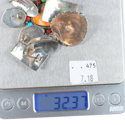 Vintage lot Navajo sterling silver earrings turquoise/spiny oyster, hearts, etc