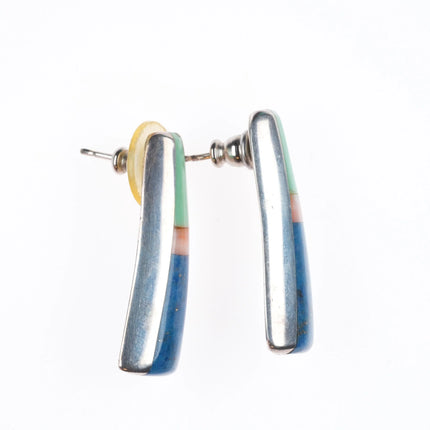 Jim Royer Navajo sterling silver multi-stone/coral earrings